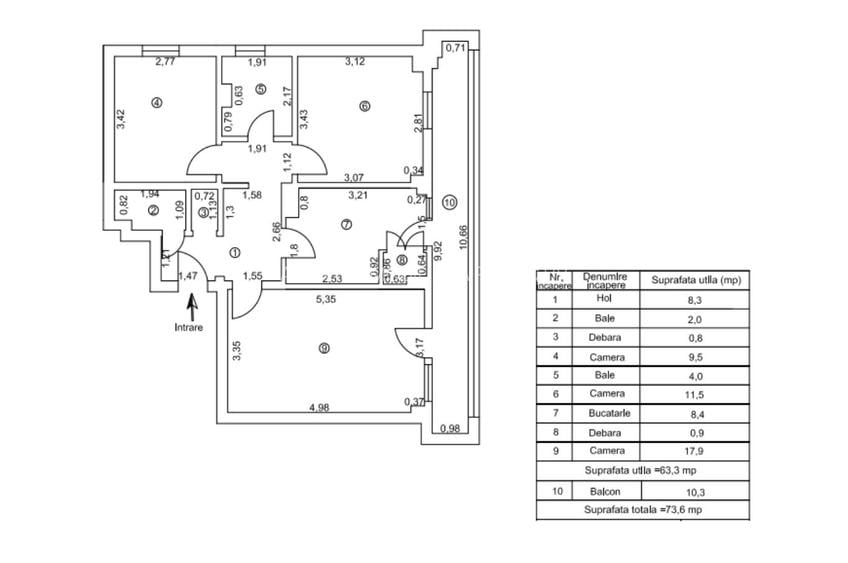 Apartament 3 camere, Str. Brăilei, Etaj 5/10, suprafata 74 mp. - 4
