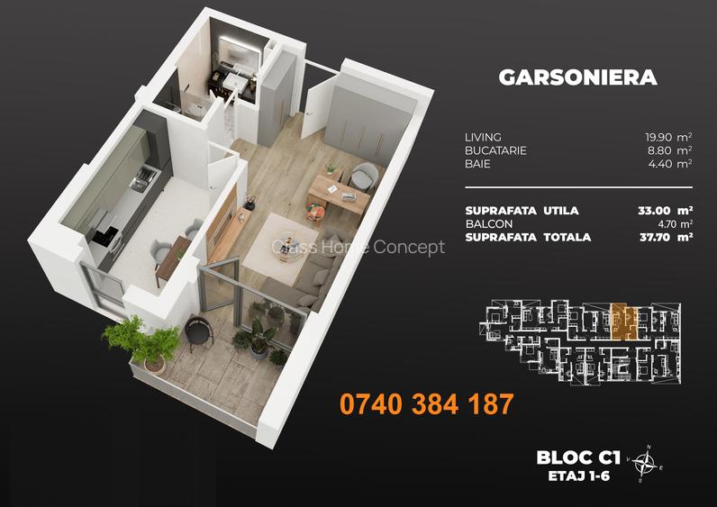 Garsoniera moderna la 4 minute de metrou M2 - Berceni - 3