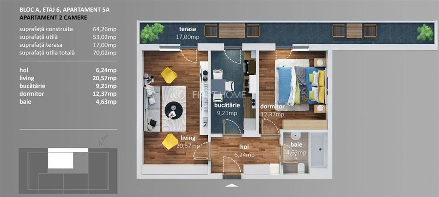 Ap 2 cam, mobilat si utilat,BLOC NOU, Express Residence - 3
