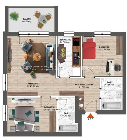 3 camere, gata de mutare, Baneasa - ultimele apartamente la pret promo - 2