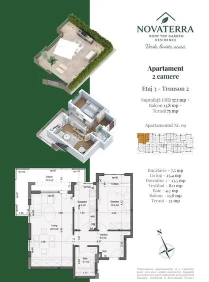 Apartament 2 camere decomandat terasa zona Pallady metrou N/Teclu - 2