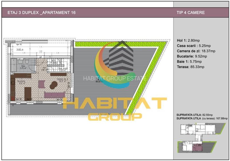 3 Camere nou DUPLEX Timpuri Noi cu Terasa 85.33 mp Finalizat - 8