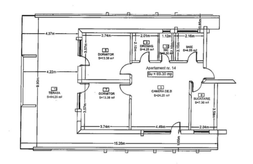Apartament semidecomandat, bucatarie inchisa, terasa de 64 mp, zona centrala - 8