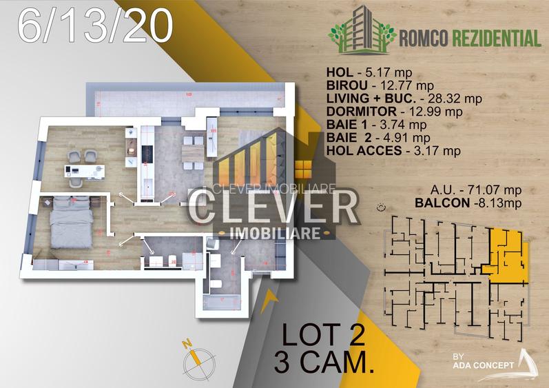 Apartament 3 cam premium, Panouri Solare, Parcul Teilor - 3