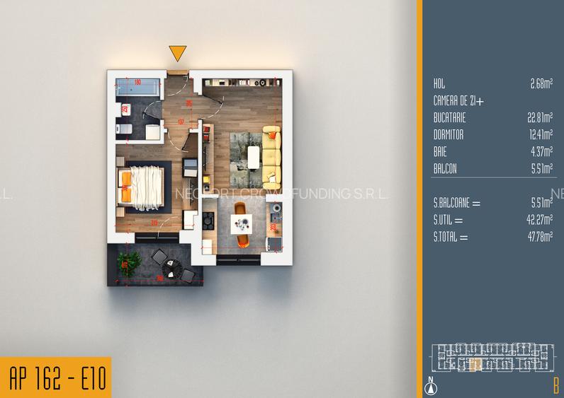 Neofort 84-Studio modern 2026, ideal chirie,bloc nou Titan, incalzire pardoseala - 6