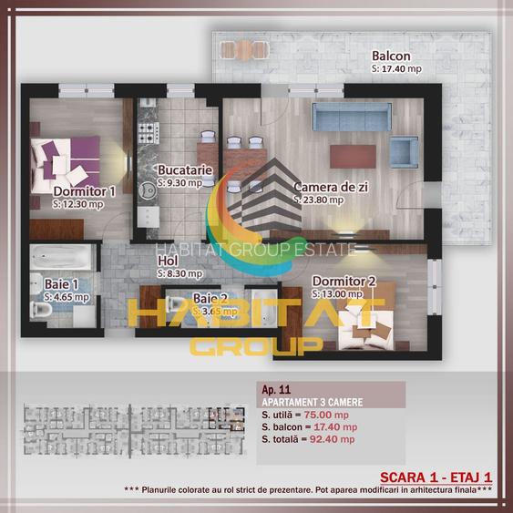 Apartament 3 camere - metrou Nicolae Teclu - 1