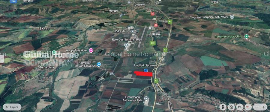 Teren 25000 MP | TG. MURES-SANPAUL | INTRAVILAN | 98 m acces DN 15 | A3 la 5 km - 2