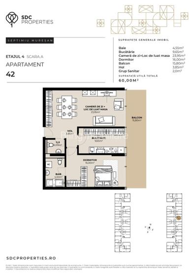 PROIECT EXCLUSIVIST! Apartament de vanzare, 60 mp, Complex SDC - 4