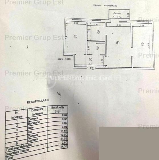 Etaj 2! Apartament 3 camere 44mp, Tatarasi - Piața Chirilă, CT - 7