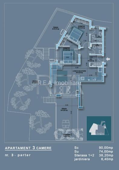 3 camere | gradina 125 mp | Eminescu - 3