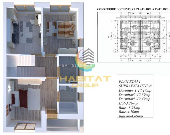 Vila tip duplex- 6 camere- teren 200mp- Miraslau - 6