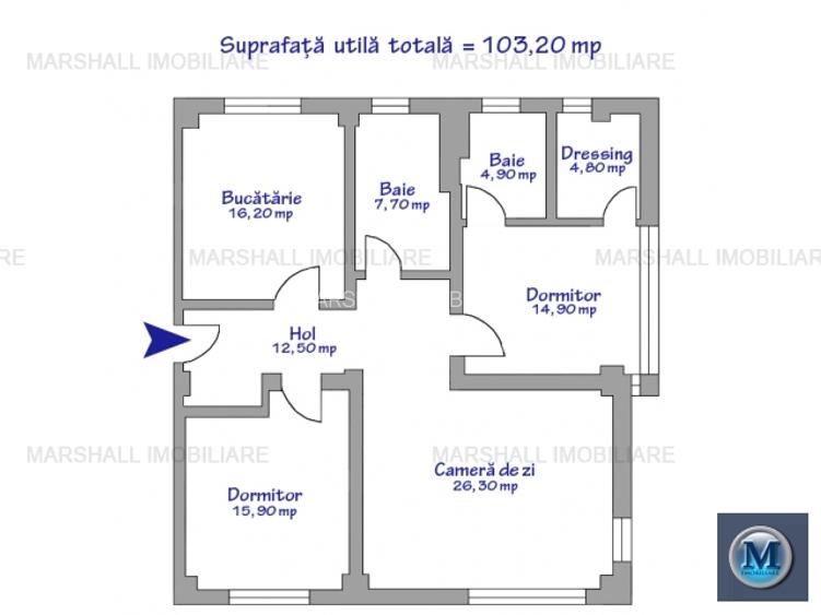 Apartament 3 camere de vanzare, zona Albert, 103.2 mp #15814 - 11