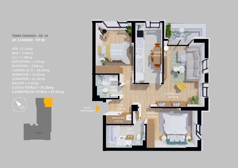 Apartament 3 camere, direct dezvoltator, Pipera-OMV, Comision 0%. - 2