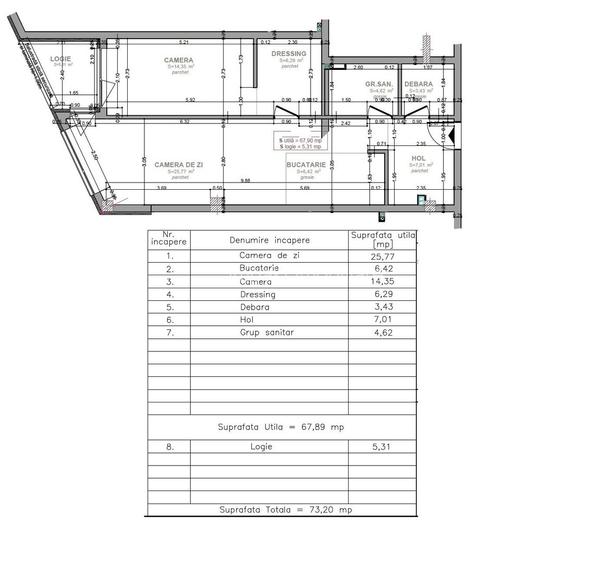 Apartament 2 camere 67.89 m2 – Cartier Europa | Ansamblul Luminia - 1