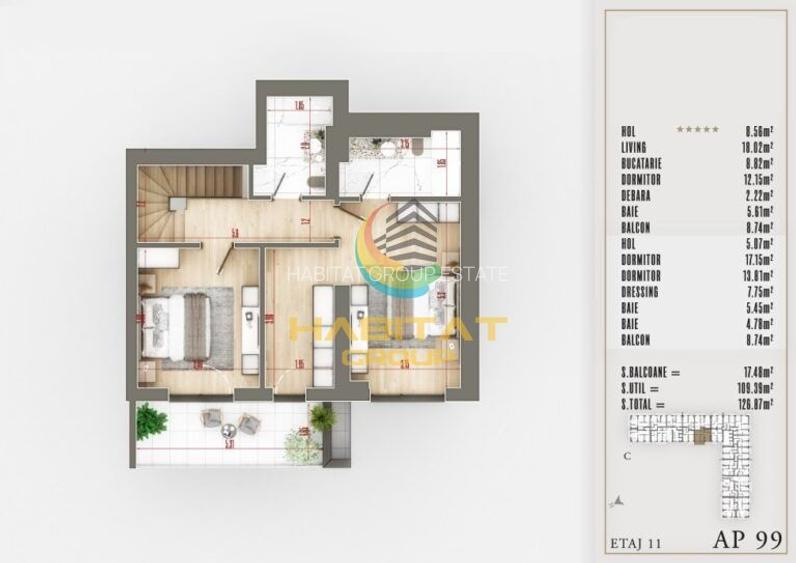 4 camere Pallady nou duplex 127 mp PREMIUM Parcul Teilor - 7