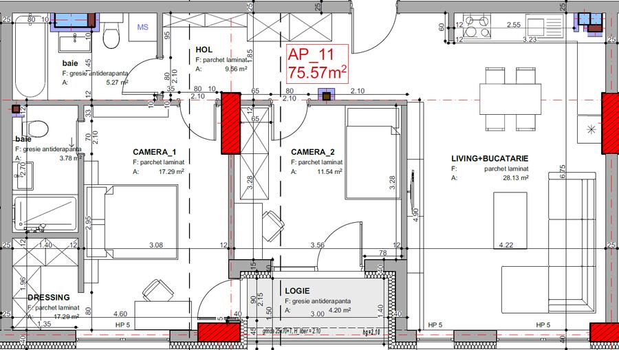 Ap. de 3 camere la dezvoltator - Central - București 41