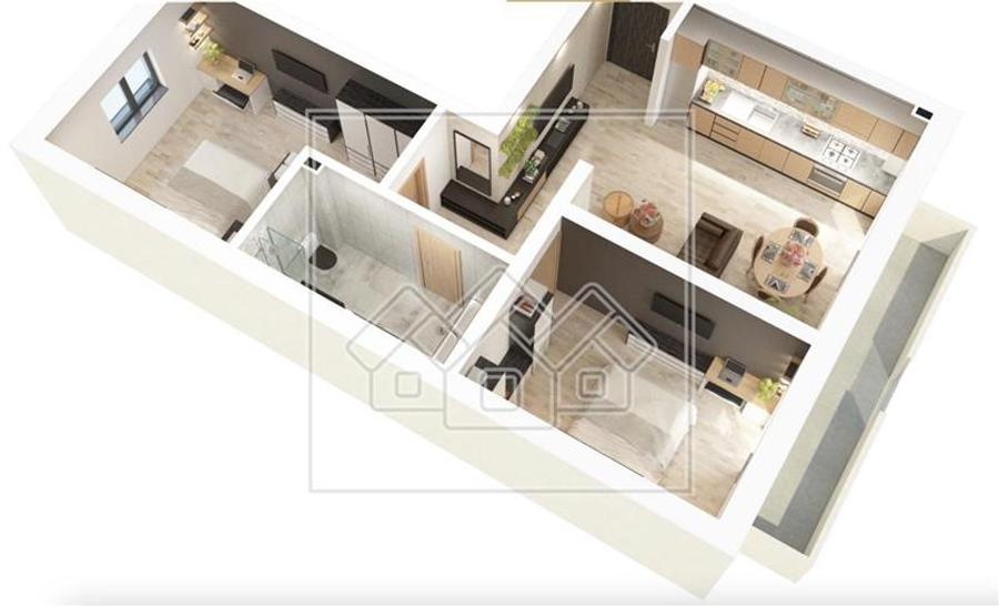 Apart. 3 camere si balcon, 61.2mp utili, predare la alb, Doamna Stanca
