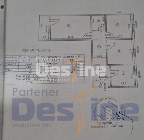 Apartament 3 camere Decomandat, 72 mp, Zona MIRCEA CEL BATRAN