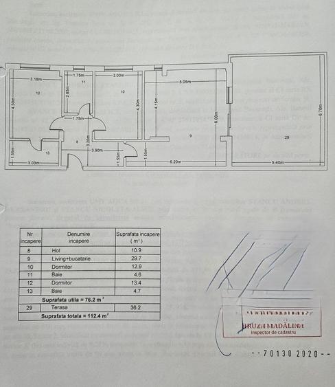 AP. 3CAM. (76MP. UTILI+TERASA 36MP.) MOBILAT /  METROU N. TECLU!