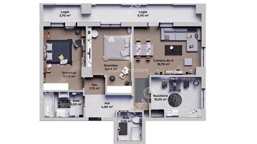 Apartament intabulat cu 3 camere si 2 bai zona Calea Surii Mici - 8