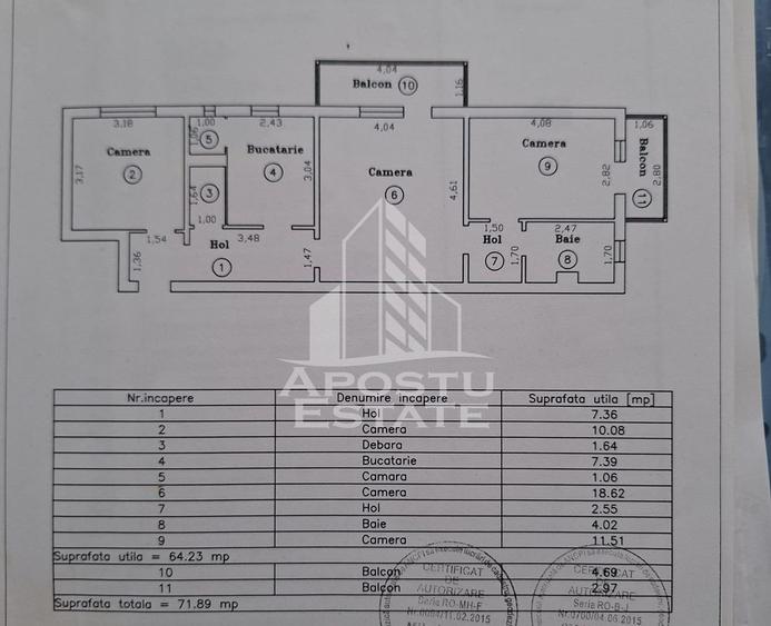 Apartament cu 3 camere, de vanzare, zona Kiriac, Timisoara