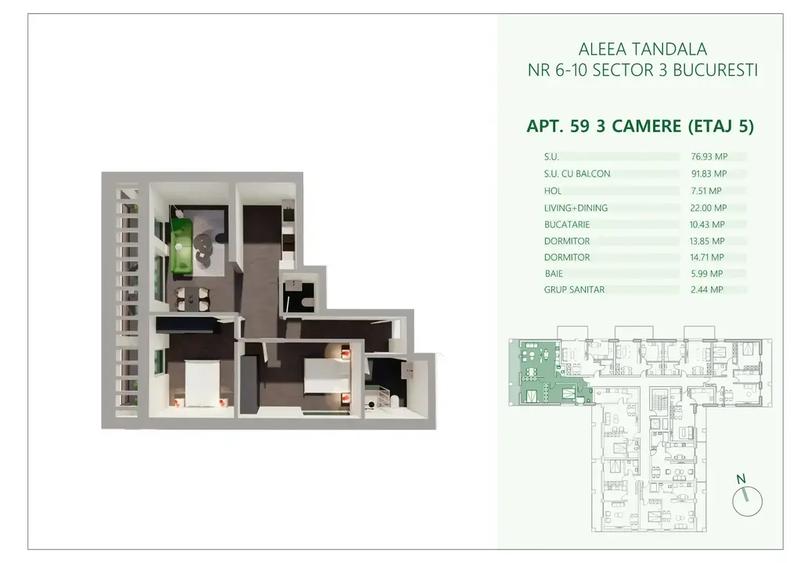 Apartament 3 camere cu balcon | Metrou Mihai Bravu I COMISION 0 % - 10