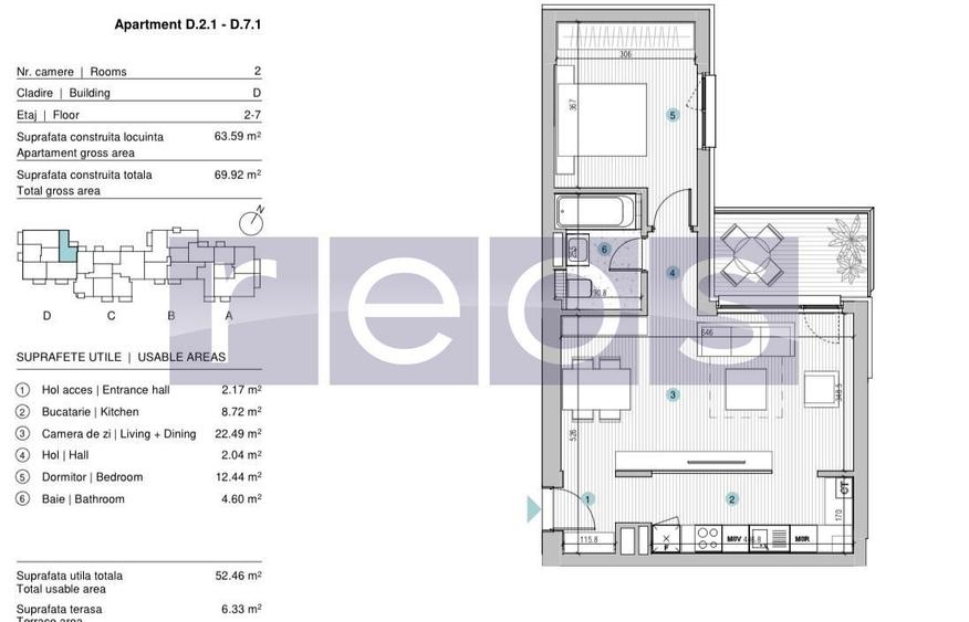 VANZARE APARTAMENT 2 CAMERE | STRAULESTI | 64MP | TERASA | COMPLEX NOU - 20