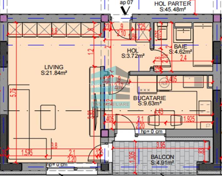 Garsoniera 45 Mp -Imobil P+3, Titan -Pallady- Metrou Teclu - 5