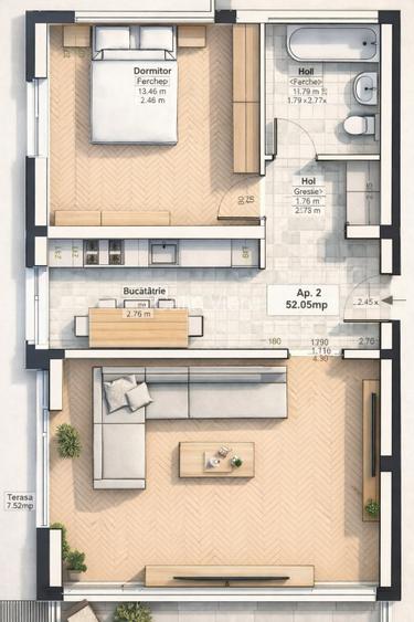 Proprietar vând apart. 2 camere+parcare in CF,  2025, mobilat premium Staer - 2