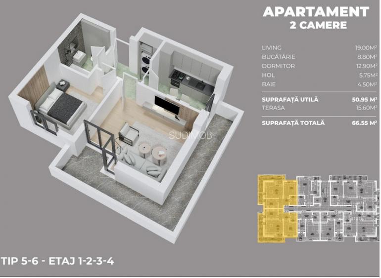 Parc Laurentiu Raiciu apartament 2 camere decomandat. - 2