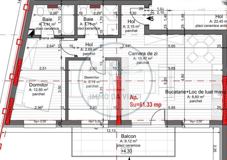 Apartament cu 3 camere, elegant și luminos – 62 mp + 10 mp balcon - 1