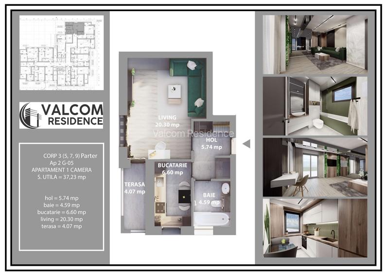 Valcom Residence Bartolomeu, Garsoniera, terasa 4.07, Comision 0% - 5