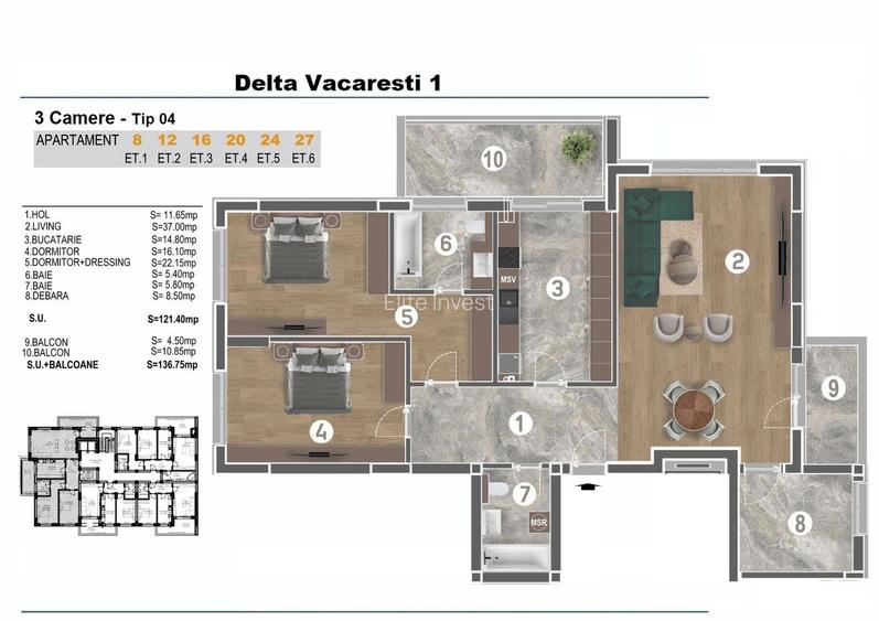 Apartament 3 camere-Decomandat-137 mp-Finisaje Premium-Delta Vacaresti-Sun Plaza - 2