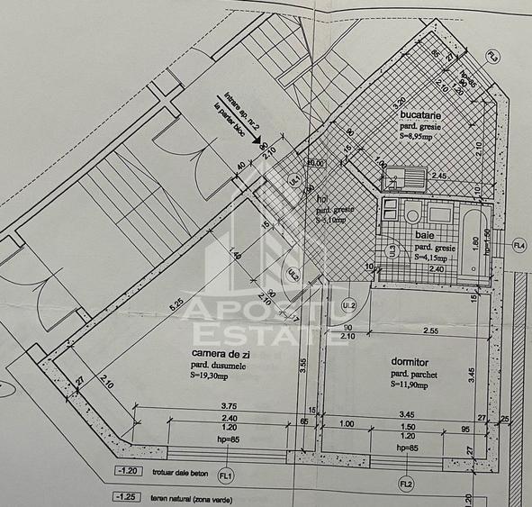 Apartament cu 2 camere, decomandat, parter inalt,centrala proprie