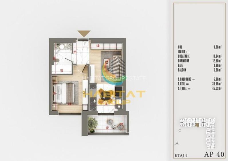 2 camere Pallady  tip studio 48 mp LUX langa Parcul Teilor - 9