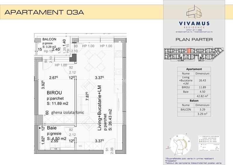 studio, 43 mp + min. 3 mp balcon, TVA inclus 21%, 2027 - 1