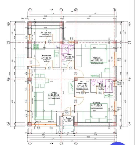 Casă individuală  parter în Comana ,GR. Teren 500 mp.TVA inclusiv. - 1
