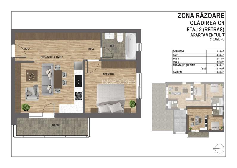 Vand apartament 2 camere, zona Razoare - 1