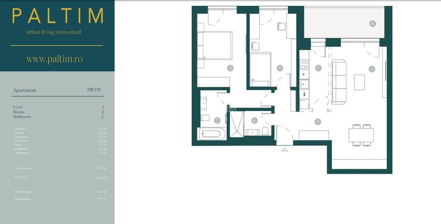 Apartament de 3 camere Timisoara, central,  81.2 mp utili - 1