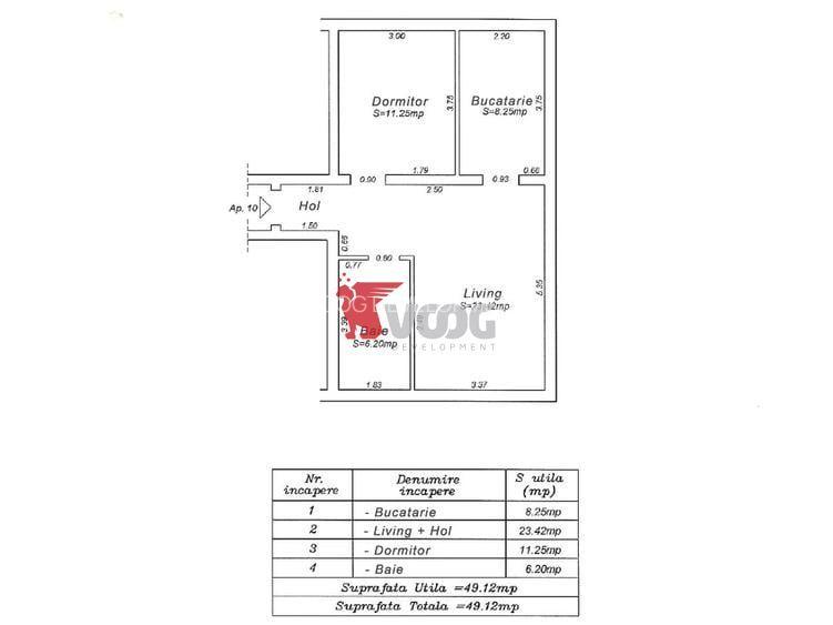 Apartament  2 camere-49 mp-mansarda, etaj 2 + loc parcare - 15