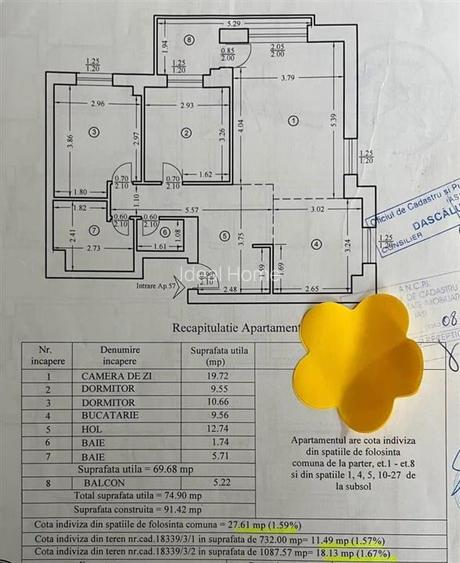 Tatarasi - 3 camere - etaj intermediar - 75mp - 6