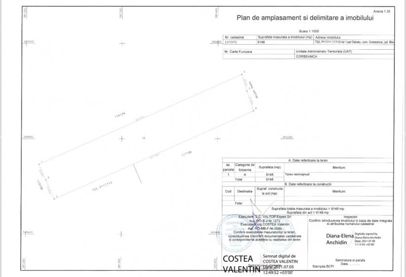 Com 0% | Teren intravilan LAC Corbenca 9148 mp | Dubla Deschidere | POT 70% - 2