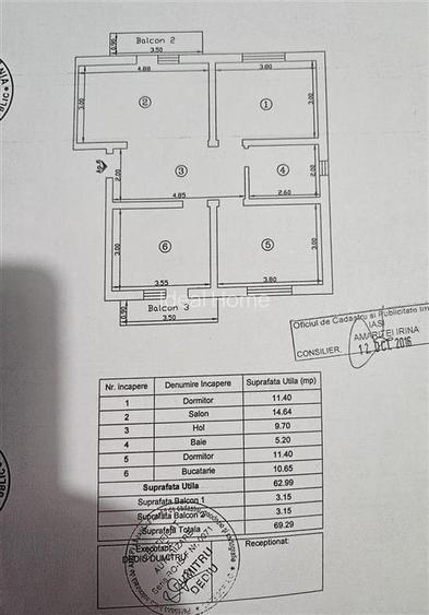 Apartament 3 camere decomandat - etajul 2 - loc de parcare - geam la baie - 10