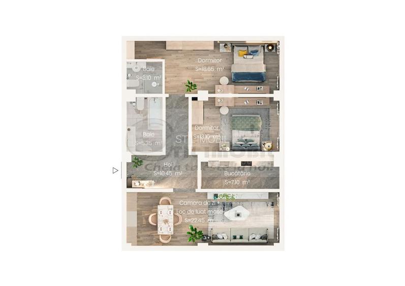 Apartament 3 camere - 85mp - 2