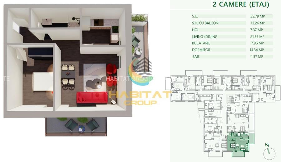 Apartament 2 camere vanzare NOU decomandat Mihai Bravu 2 balcoane - 12