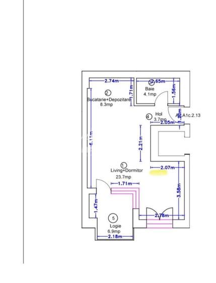 Studio dublu de vanzare, etaj 3/4, 133.000 euro - 3