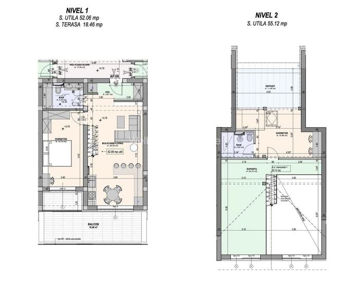Penthouse 3 camere, 2 băi, finisat la cheie, orientare SUD - întabulat - 9