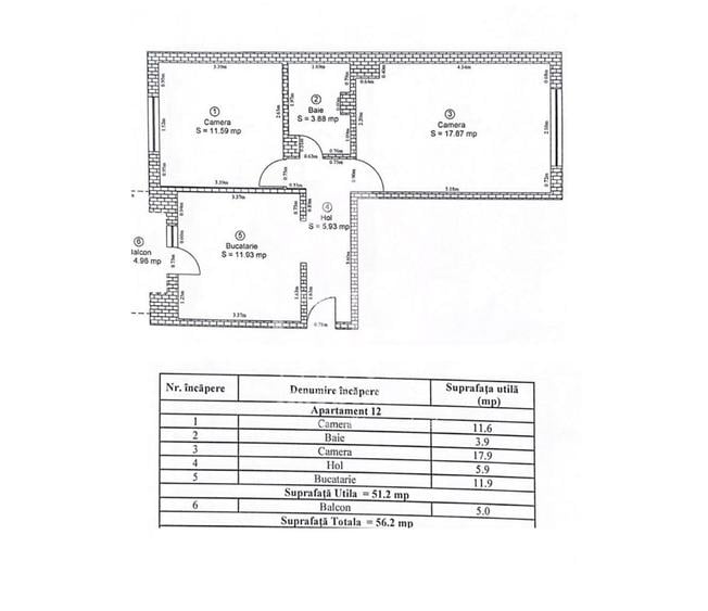 Apartamet cu 2 camere, decomandat, 51mp utili + balcon, Cisnadie - 1