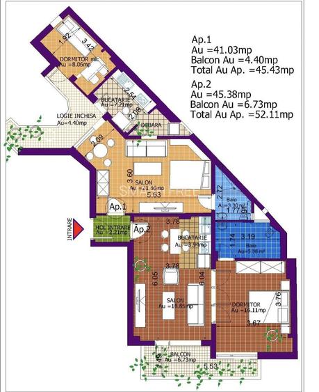 Apartament cu 3 camere + o camera de serviciu - 97,54 mp - Cismigiu - 14