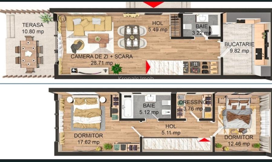 Apartament cu 3 camere tip duplex 91mp, Dealul Lempes, Sanpetru - 6